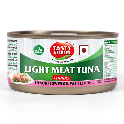Light Tuna Meat Chunks In Sunflower Oil Lemon Slice 185g