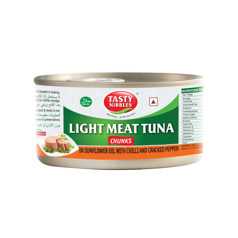 Light Tuna Meat Chunks In Sunflower Oil Chilli Pepper 185g