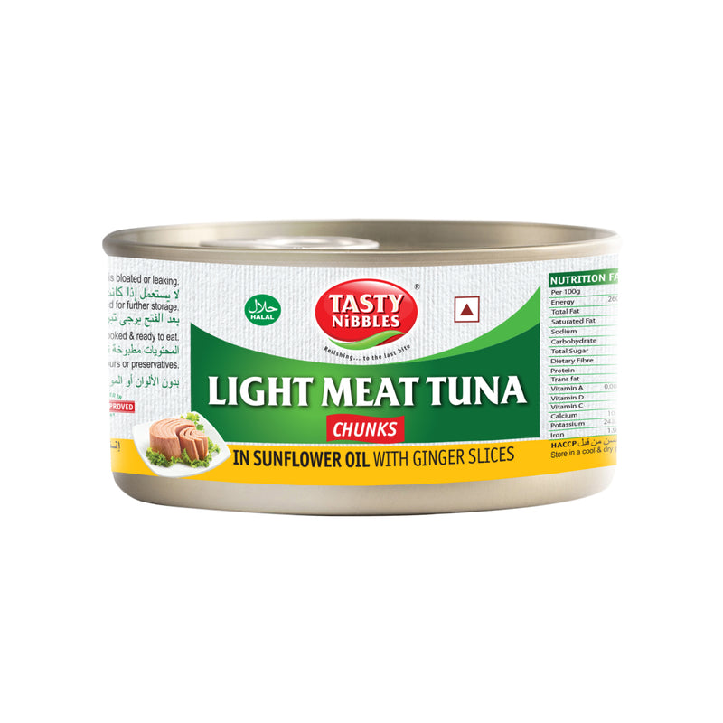 Light Tuna Meat Chunks In Sunflower Oil Ginger Slices 185g